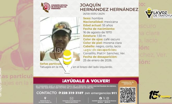 Desaparece hombre en Platón Sánchez