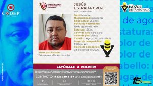 Buscan a Jesús Estrada Cruz, desaparecido en El Higo, Veracruz