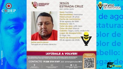 Buscan a Jesús Estrada Cruz, desaparecido en El Higo, Veracruz