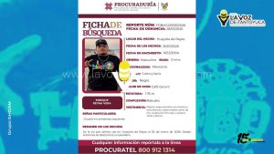 PGJEH emite ficha de búsqueda por joven desaparecido 