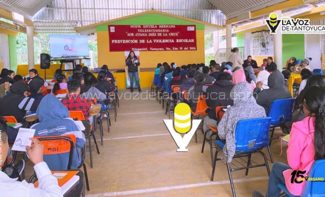 Promueven prevención de violencia escolar en Telesecundaria de Xiloxúchitl