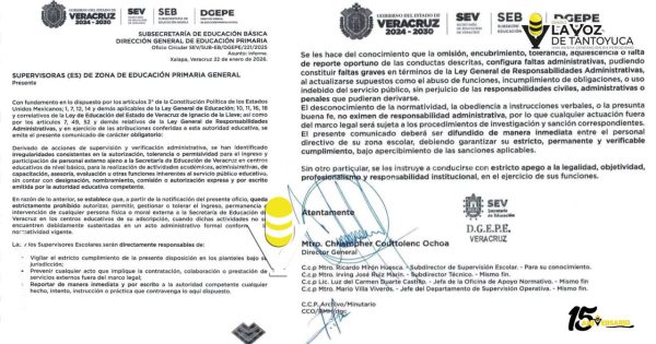 SEV prohíbe ingreso de personal externo a escuelas de educación básica sin autorización formal