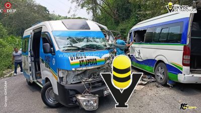 Choque entre dos combis deja varios lesionados en Atlapexco