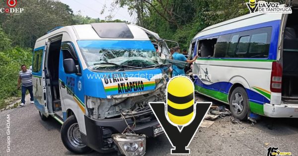 Choque entre dos combis deja varios lesionados en Atlapexco