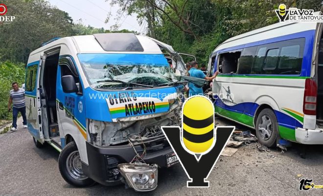 Choque entre dos combis deja varios lesionados en Atlapexco